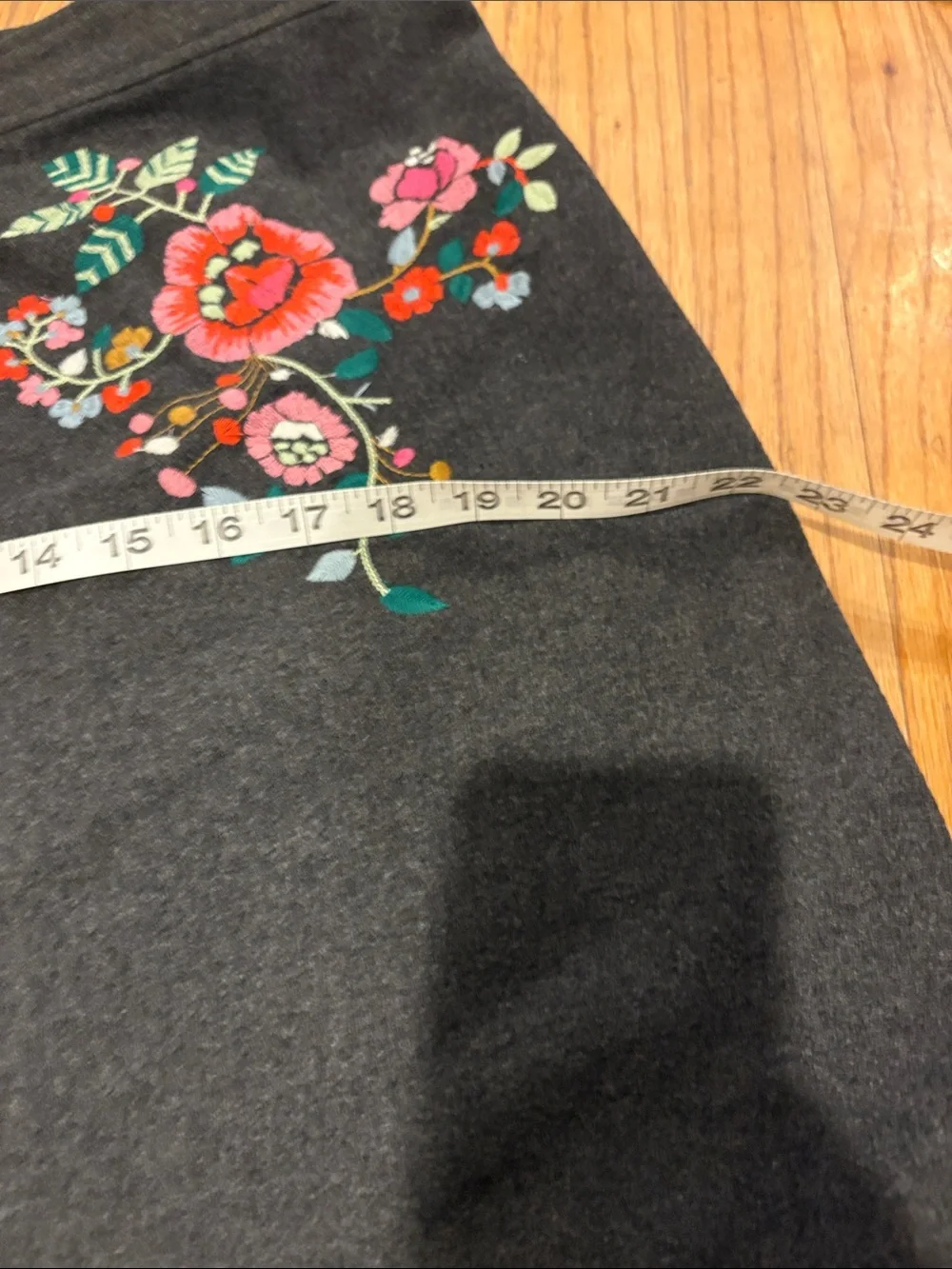 Loft Floral Embroidered Mini Skirt Womens 14 Grey New Zip Front Wool Blend - Picture 4 of 7